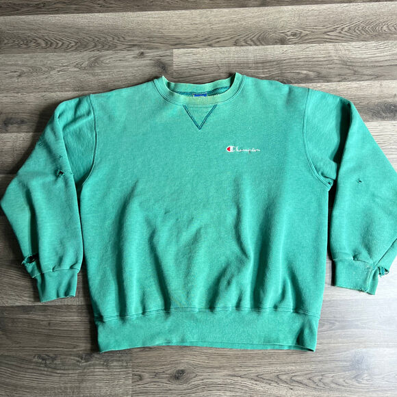 VTG Champion Sweatshirt Mens‎ XL Distressed Thrashed Blank Faded 80s 1980s USA - Picture 1 of 12